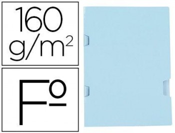 Subcarpeta liderpapel folio azul tres uñeros plastificada 160g/m2 - pack 25 und
