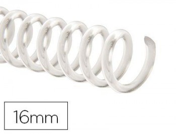Espiral plastico q-connect transparente 32 5:1 16mm 2mm caja de 100 unidades