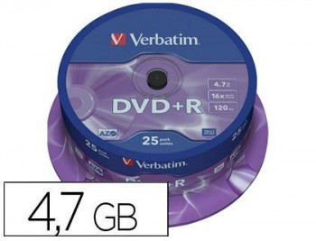 DVD+R VERBATIM IMPRIMIBLE 4,7GB 16X 120MIN TARRINA 25 UDS
