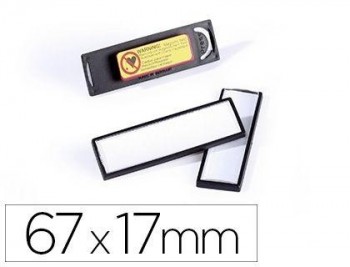 Identificador portanombre durable pvc antiara  azos con iman y efecto lupa color negro 67x17 mm - caja 25 und