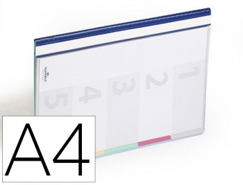 Carpeta dossier fastener plastico duraclip din a4 con 5 separadores e indice lomo color azul pack de 5 unidades