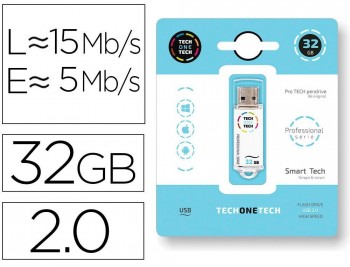 MEMORIA USB TECHONETECH 32GB 2.0 FLASH PROFESSIONLA TECH WHITE