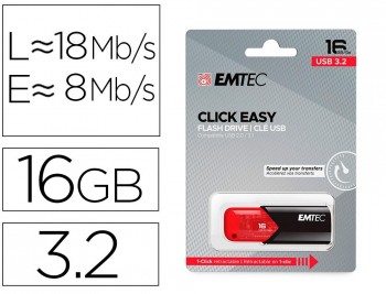 MEMORIA USB EMTEC 16GB 3.2 CLICK EASY COLOR ROJO