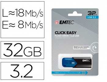 MEMORIA USB EMTEC 32GB 3.2 CLICK EASY COLOR AZUL