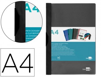 DOSSIER LIDERPAPEL PINZA LATERAL PP A4 60 HOJAS COLOR NEGRO