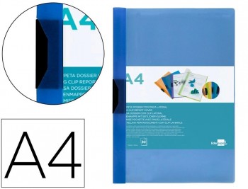 DOSSIER LIDERPAPEL PINZA LATERAL PP A4 30 HOJAS COLOR AZUL