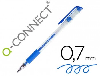 Boligrafo q-connect tinta gel azul 0.7 mm sujecion de caucho