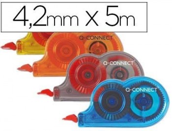 Corrector q-connect cinta mini blanco 4,2mm.x 5 m. bombonera de 28 unidades