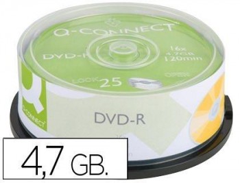 DVD-R Q-CONNECT 4,7GB 16X 120MIN TARRINA 25UDS