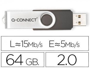 MEMORIA USB Q-CONNECT 64GB 2.0 GIRATORIO