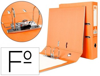 Archivador de palanca liderpapel folio documenta forrado pvc con rado lomo 75mm naranja con compresor