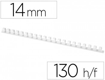 Canutillo q-connect redondo 14 mm plastico blanco capacidad 130 hojas caja de 100 unidades