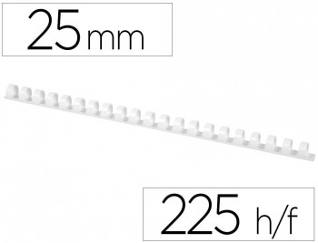 Canutillo q-connect redondo 25 mm plastico blanco capacidad 225 hojas caja de 50 unidades