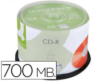 CD-R Q-CONNECT IMPRIMIBLE 700MB 52X 80MIN TARRINA 50 UNIDADES