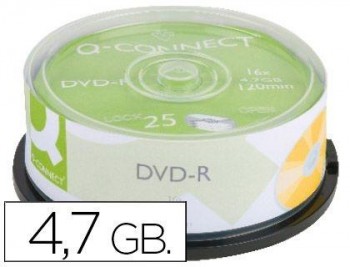 DVD-R Q-CONNECT IMPRIMIBLE 4,7GB 16X 120MIN TARRINA 25 UDS