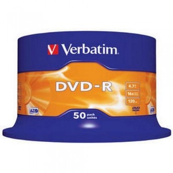DVD-R VERBATIM 4.7GB 16X ADVANCED AZO TARRINA 50 UNIDADES