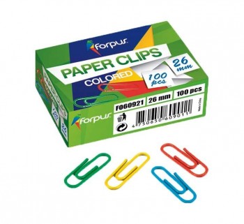 CAJA 100 CLIPS FORPUS 26MM COLORES FO60921