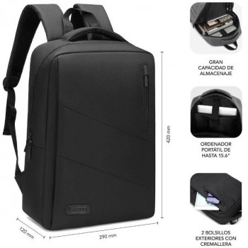 Mochila Subblim City Backpack para Portátiles hasta 15.6\c/ Puerto USB/ negro
